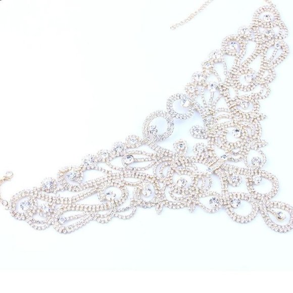 Fashion Rhinestone Bib Collars Crystal Choker Necklace Wedding for Women Jewelry - Picture 8 of 8